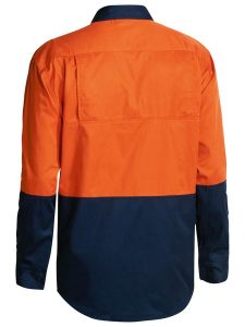 Bisley Cool Lightweight Gusset Cuff 2 Tone Hi Vis Drill Shirt Long Sleeve