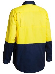 Bisley Cool Lightweight Gusset Cuff 2 Tone Hi Vis Drill Shirt Long Sleeve