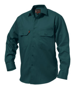 King Gee LS Open Front Drill Shirt - Bottle Green