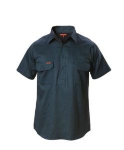 Hard Yakka Cotton Drill Closed Front Work Shirt Short Sleeve