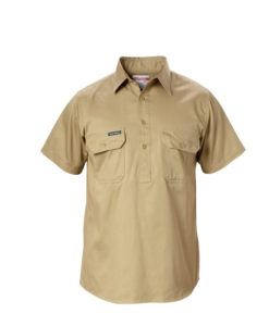 Hard Yakka Cotton Drill Closed Front Work Shirt Short Sleeve