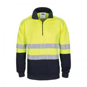 DNC Workwear HiVis 1/2 Zip Fleecy with Hoop Pattern CSR Reflective Tape Product Code: 3729