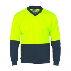 DNC Workwear HiVis Two Tone Fleecy Sweat Shirt (Sloppy Joe) V-Neck Product Code: 3822