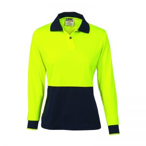 Ladies HiVis Two Tone Polo Shirt - Long Sleeve